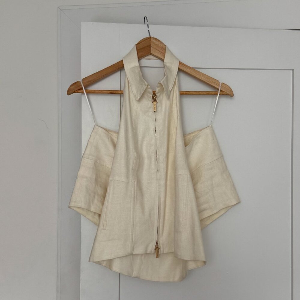 Cult Gaia Denny Linen Micro Mini Shorts (Off White, 0) - Picture 8 of 8